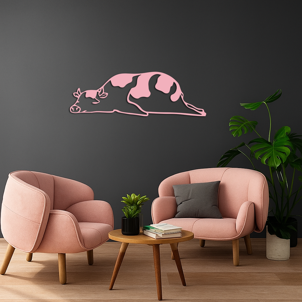 Minimalist Cow Silhouette Metal Wall Art – Farmhouse Animal Decor - KAFGP134