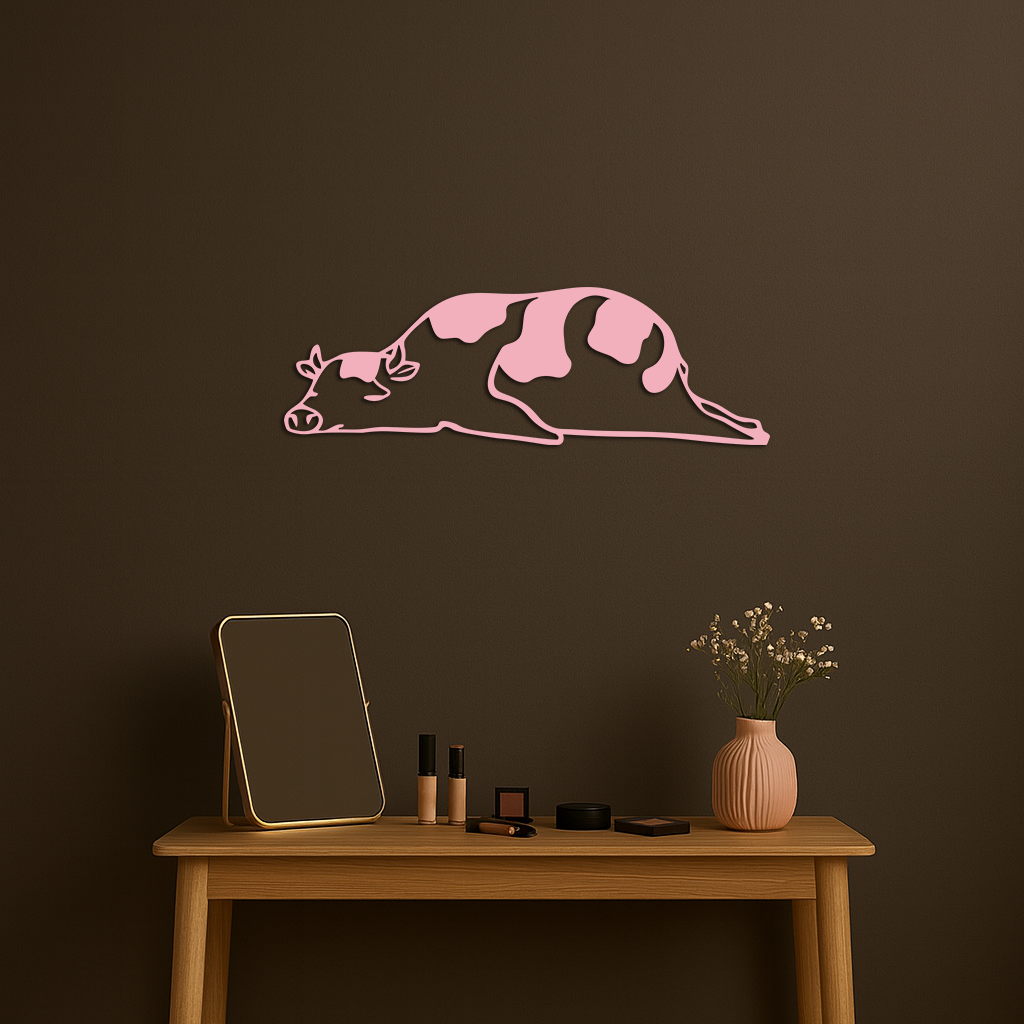 Minimalist Cow Silhouette Metal Wall Art – Farmhouse Animal Decor - KAFGP134