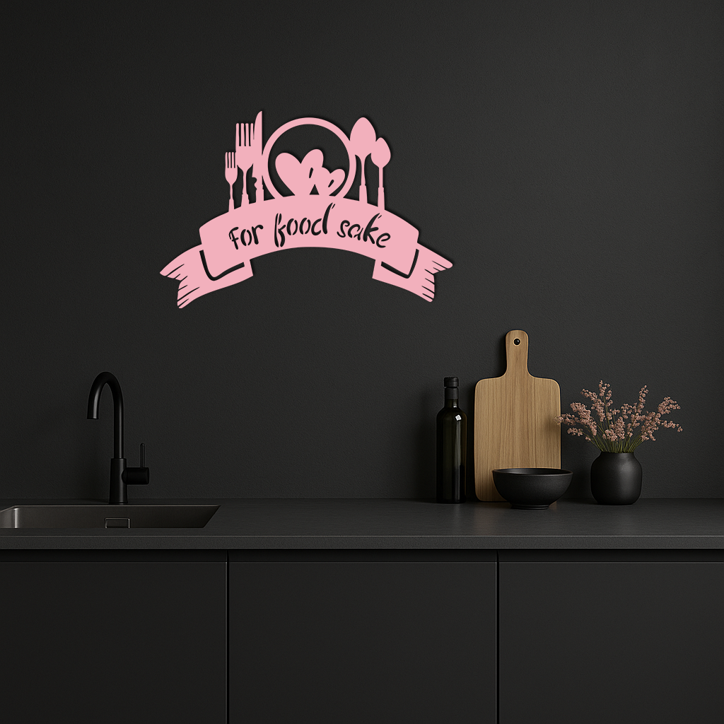 For Food Sake Metal Wall Art – Modern Kitchen & Dining Room Decor - KAFGP139