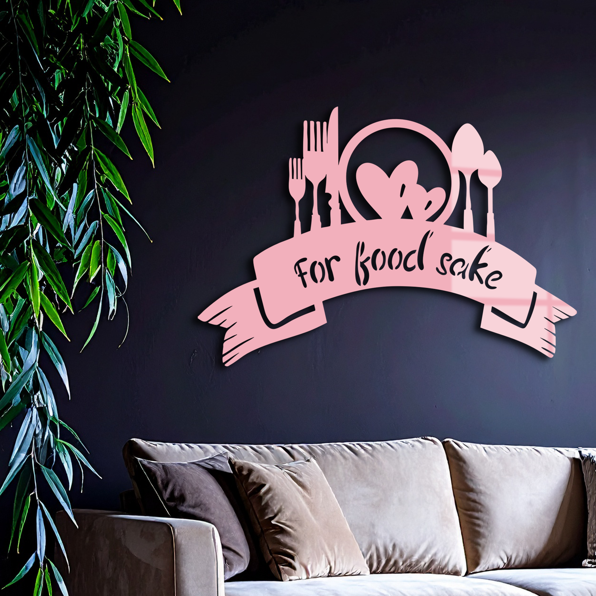 For Food Sake Metal Wall Art – Modern Kitchen & Dining Room Decor - KAFGP139