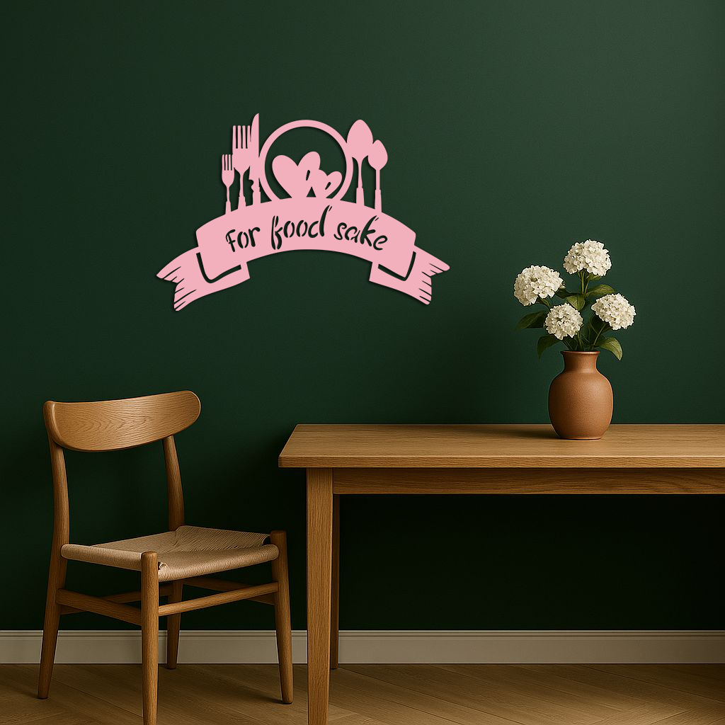 For Food Sake Metal Wall Art – Modern Kitchen & Dining Room Decor - KAFGP139