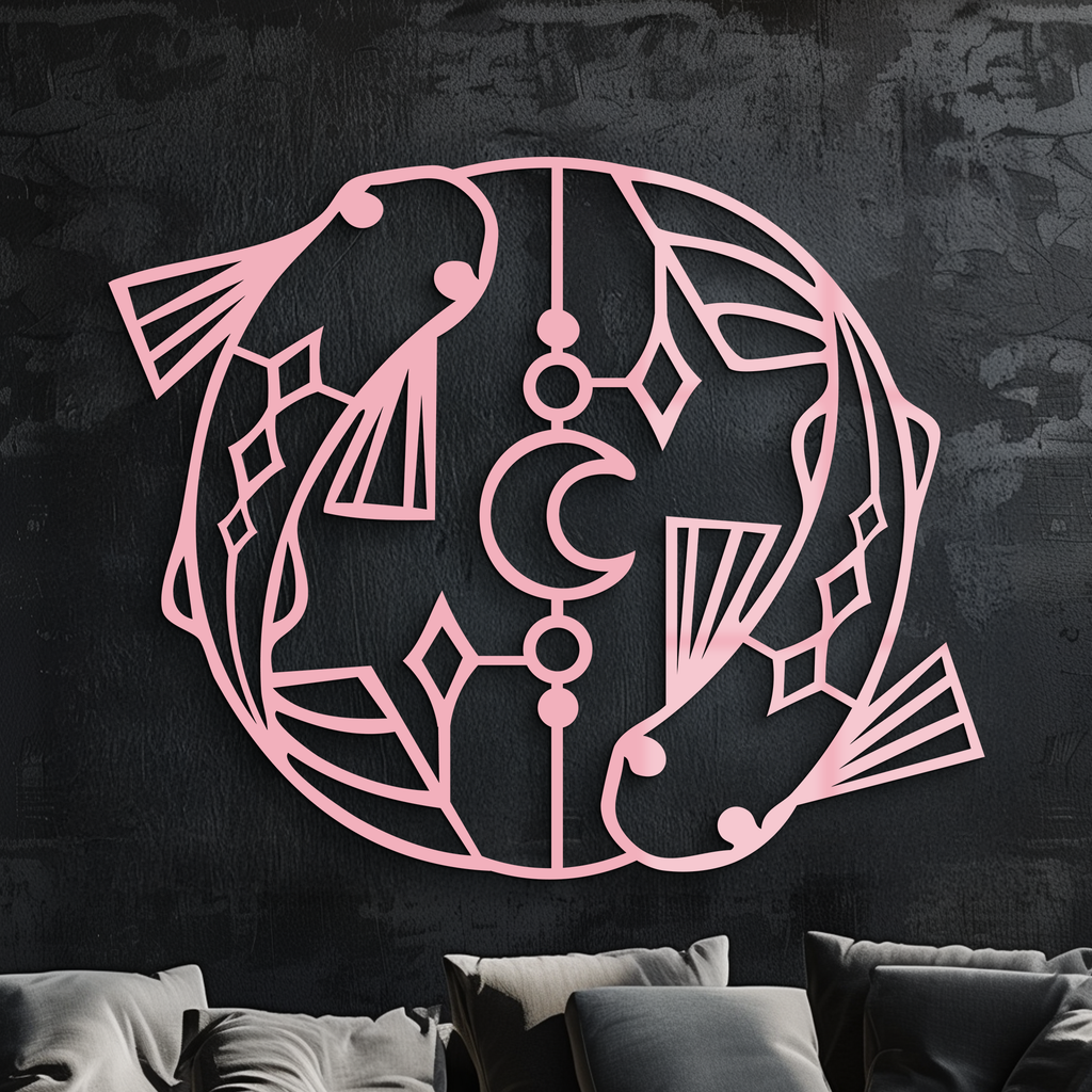 Pisces Zodiac Metal Wall Art – Astrological Home Decor Sign - KAFGP143