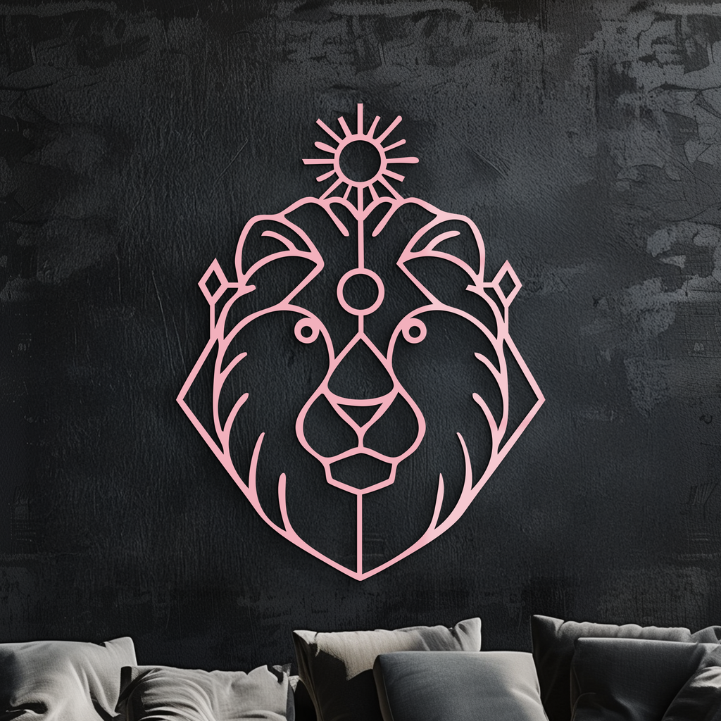 Leo Zodiac Metal Wall Art – Geometric Lion Horoscope Decor - KAFGP144