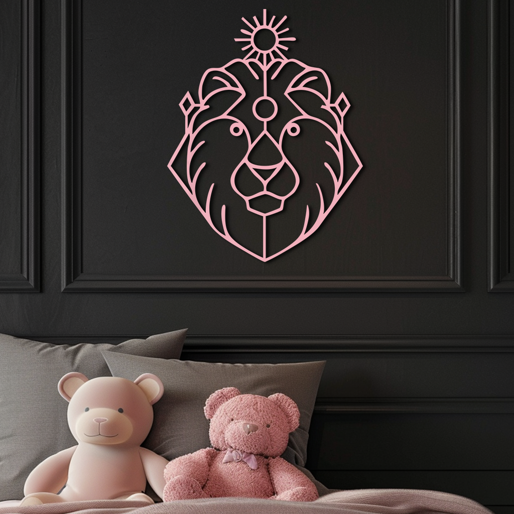 Leo Zodiac Metal Wall Art – Geometric Lion Horoscope Decor - KAFGP144