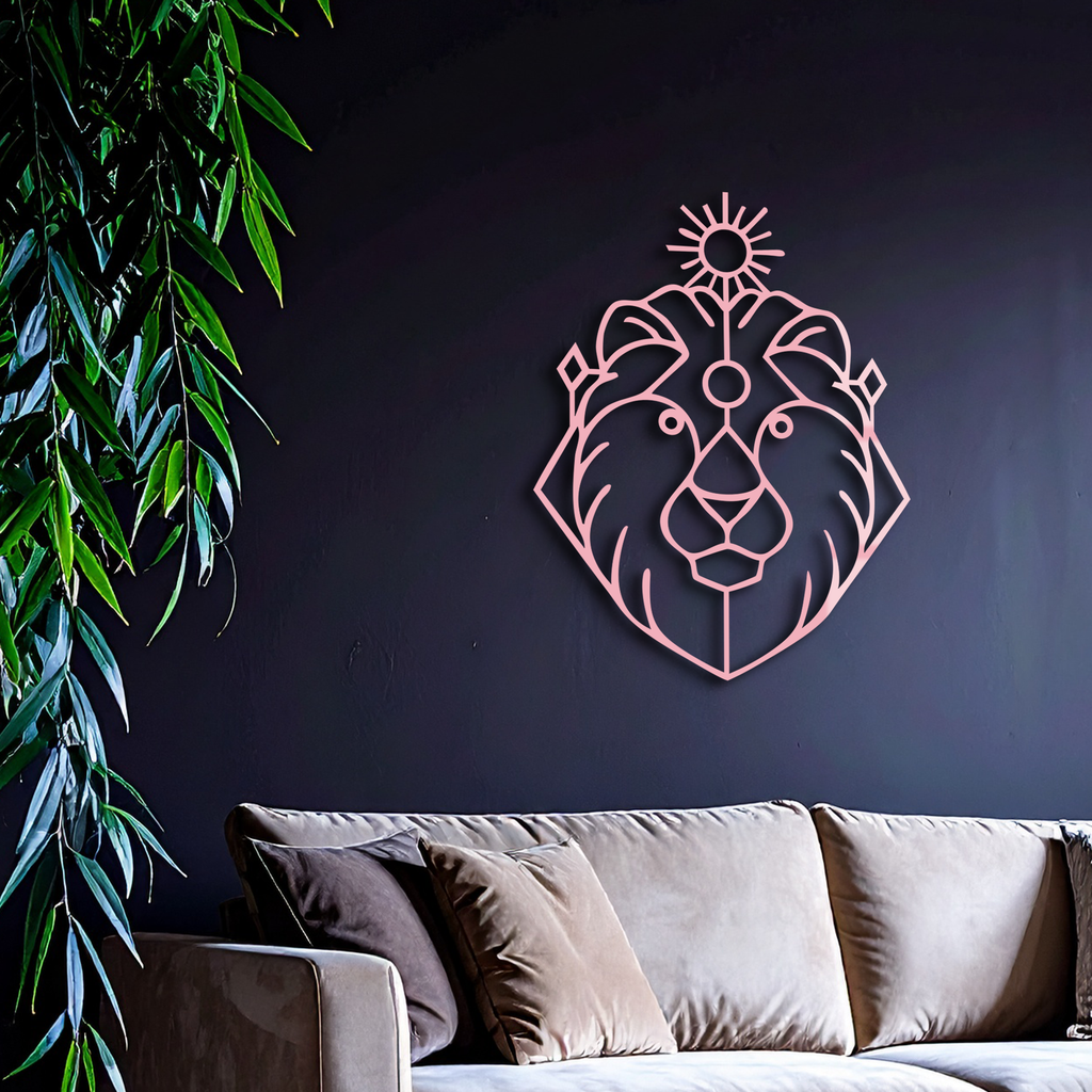 Leo Zodiac Metal Wall Art – Geometric Lion Horoscope Decor - KAFGP144