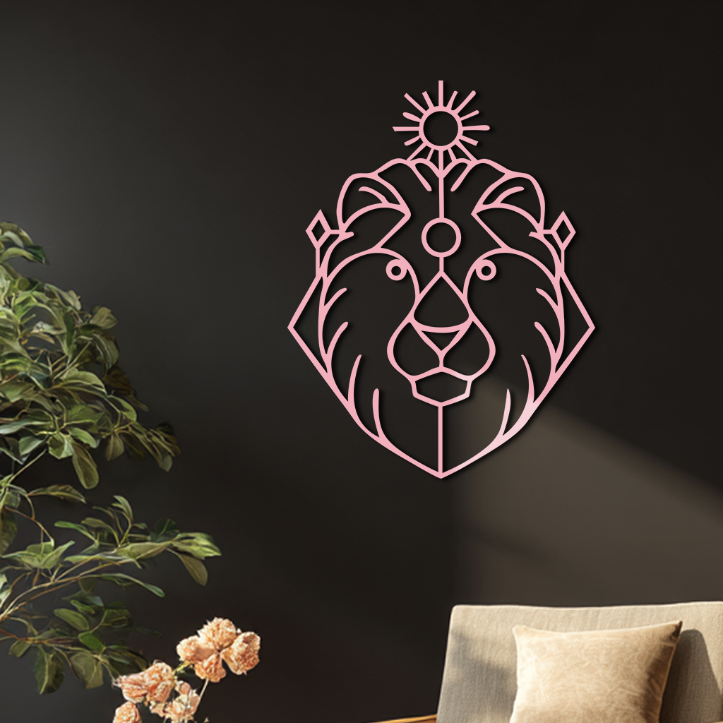 Leo Zodiac Metal Wall Art – Geometric Lion Horoscope Decor - KAFGP144