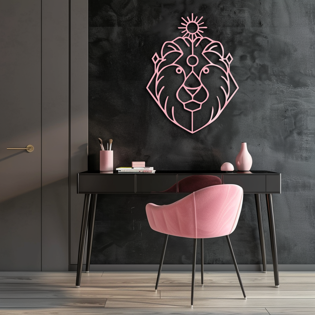 Leo Zodiac Metal Wall Art – Geometric Lion Horoscope Decor - KAFGP144