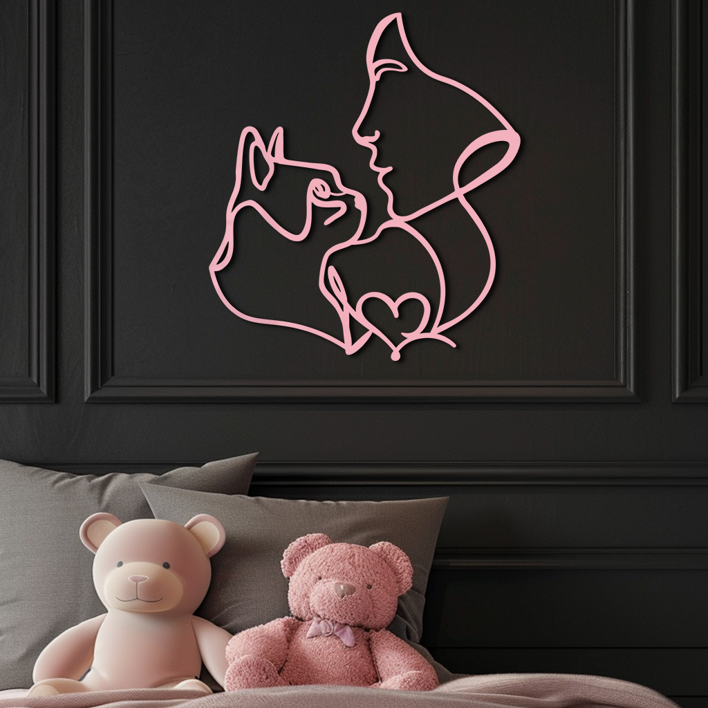 Cat and Woman Silhouette Metal Wall Art – Modern Pet Lover Line Art Decor - KAFGP146