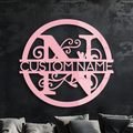 Personalized Monogram Metal Wall Art – Custom Initial & Name Round Sign - KAFGP147