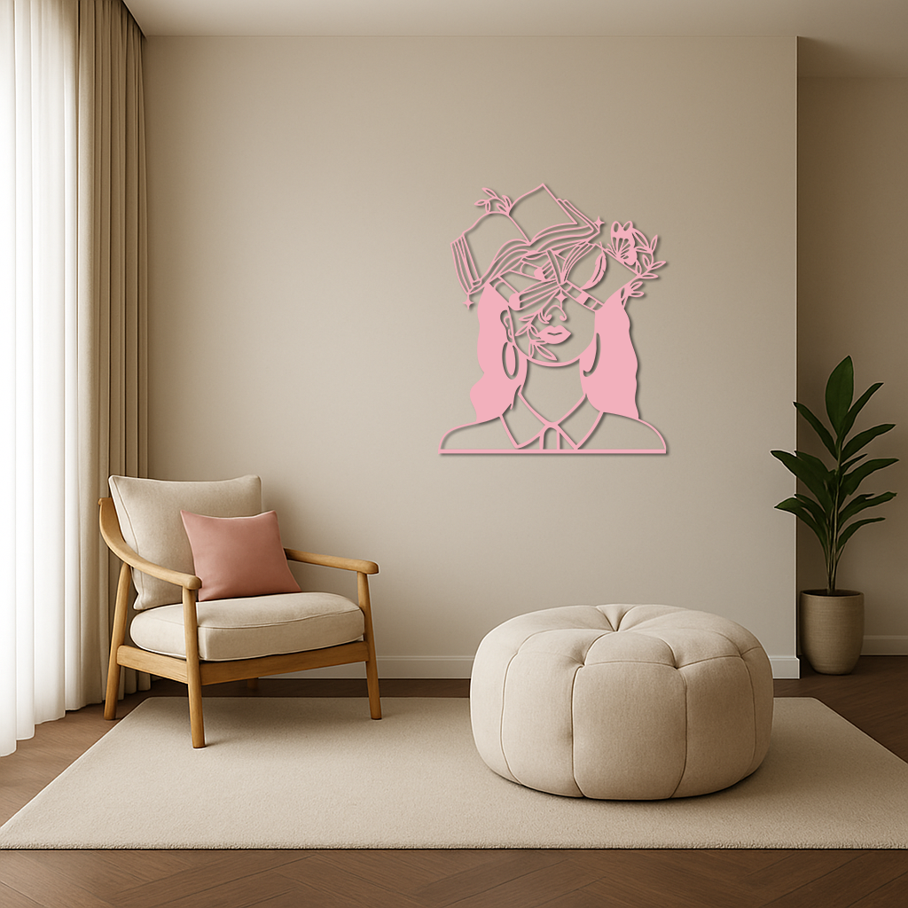 Book Lover Woman Silhouette Metal Wall Art – Reading & Knowledge Inspired Home Decor - KAFGP149