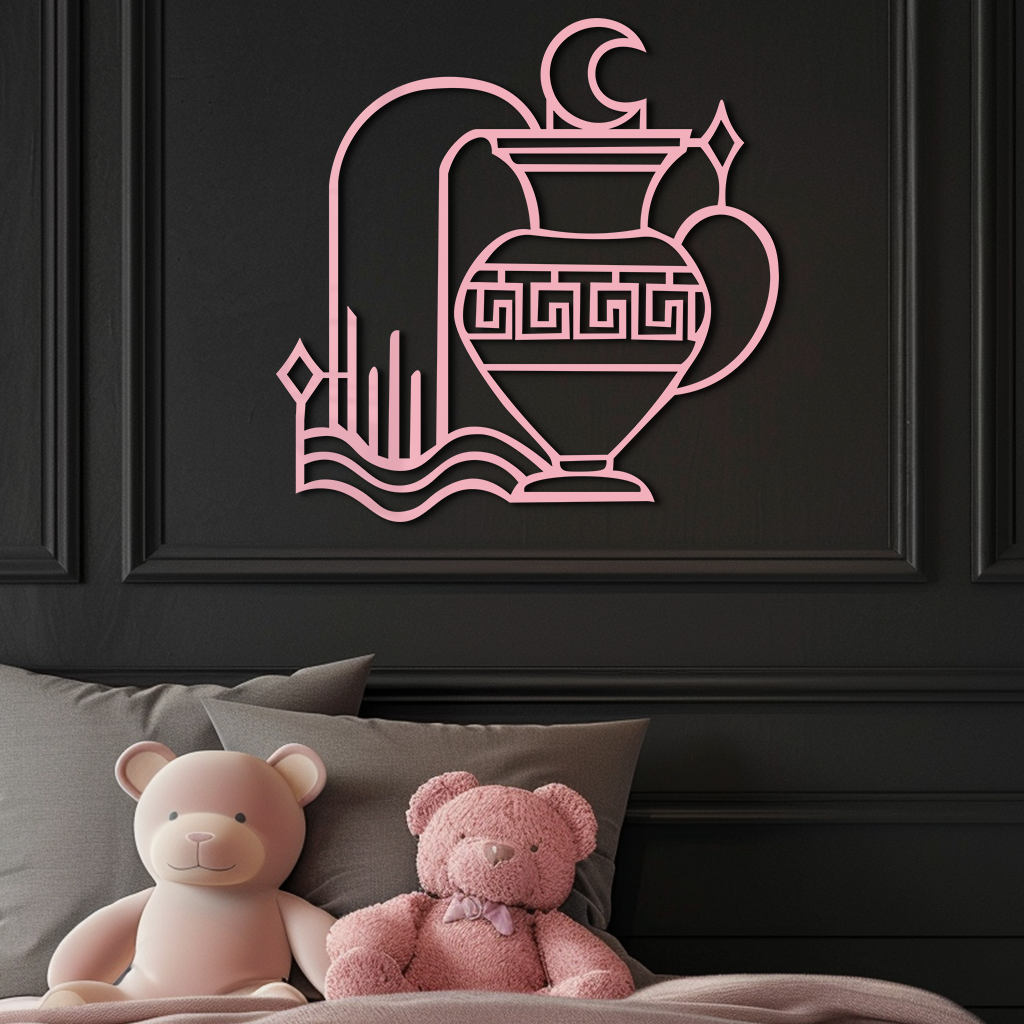 Aquarius Zodiac Metal Wall Art – Geometric Water Bearer Astrology Decor - KAFGP151