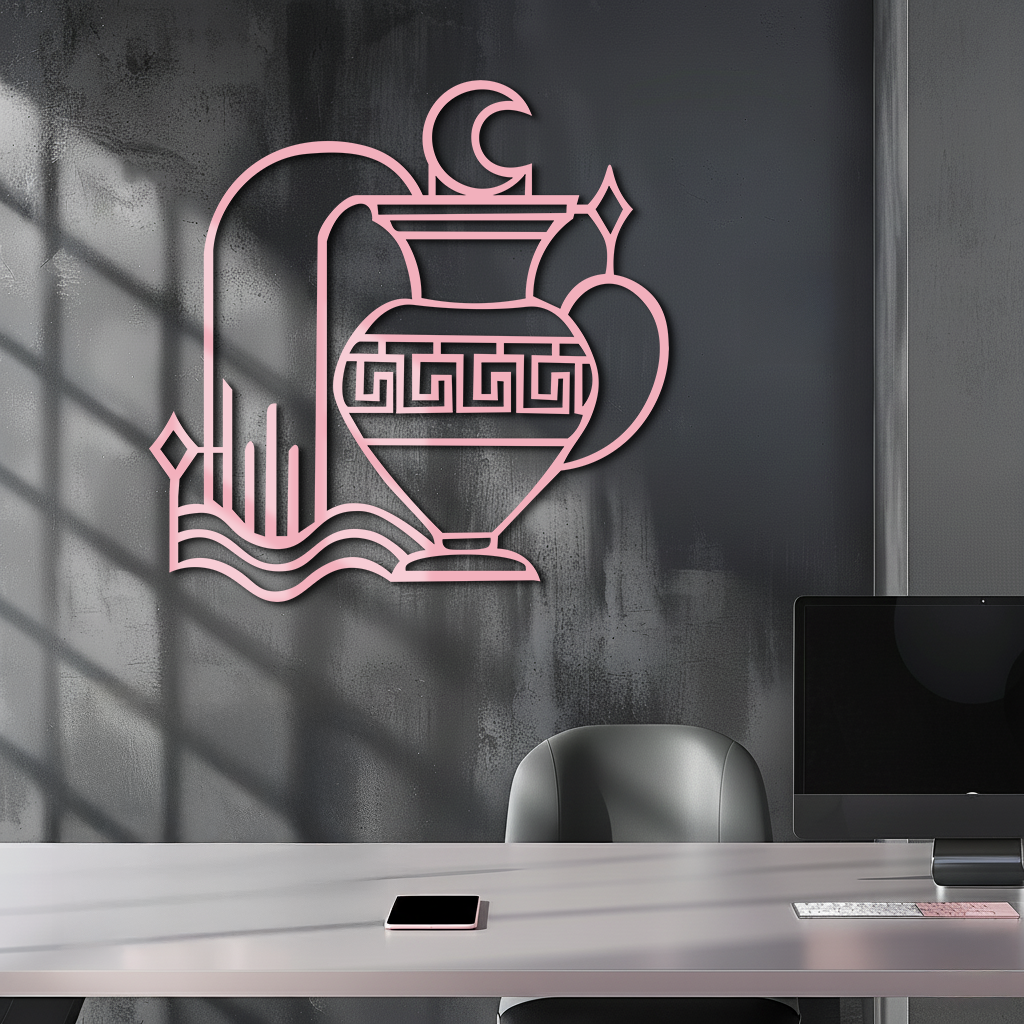 Aquarius Zodiac Metal Wall Art – Geometric Water Bearer Astrology Decor - KAFGP151