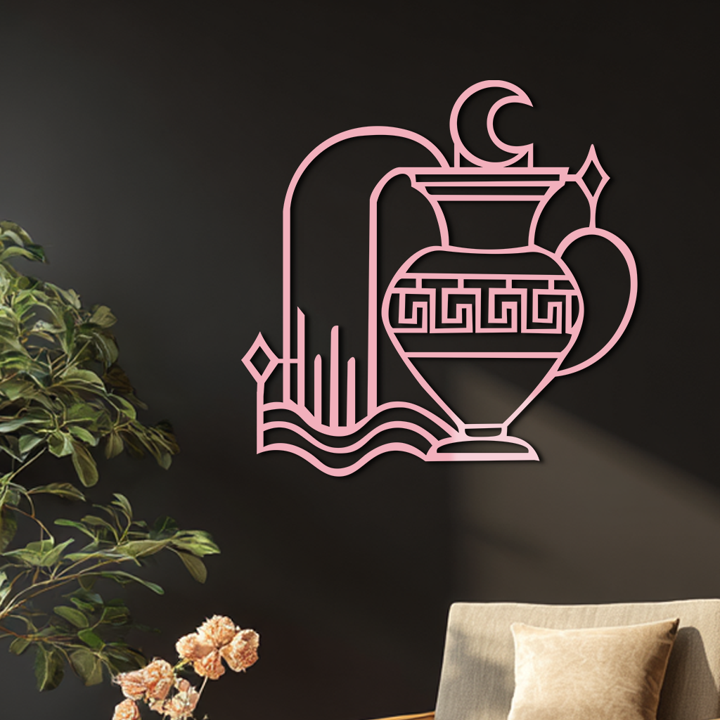 Aquarius Zodiac Metal Wall Art – Geometric Water Bearer Astrology Decor - KAFGP151