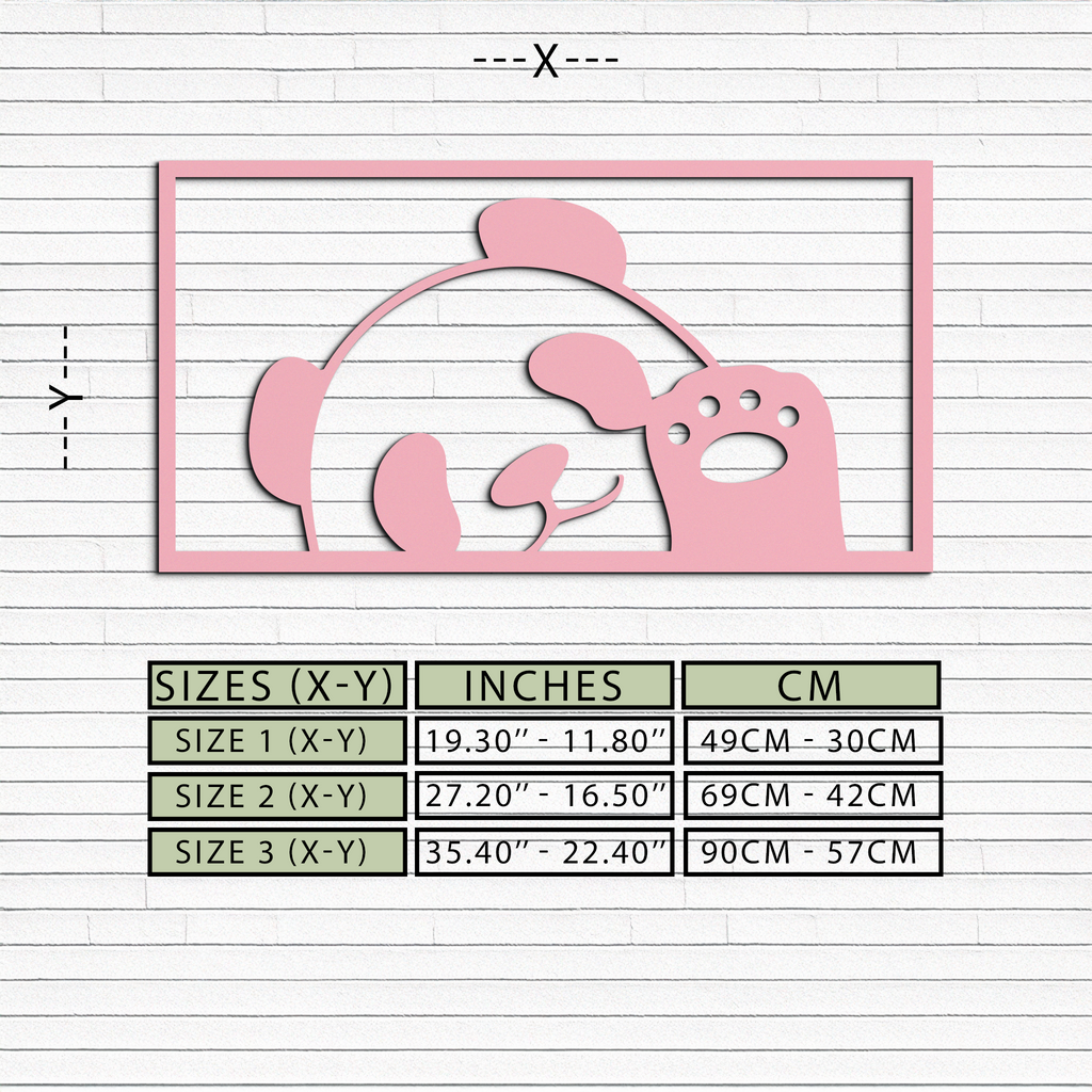 Pink Panda Silhouette Metal Wall Art – Cute Animal Design - KAFGP155