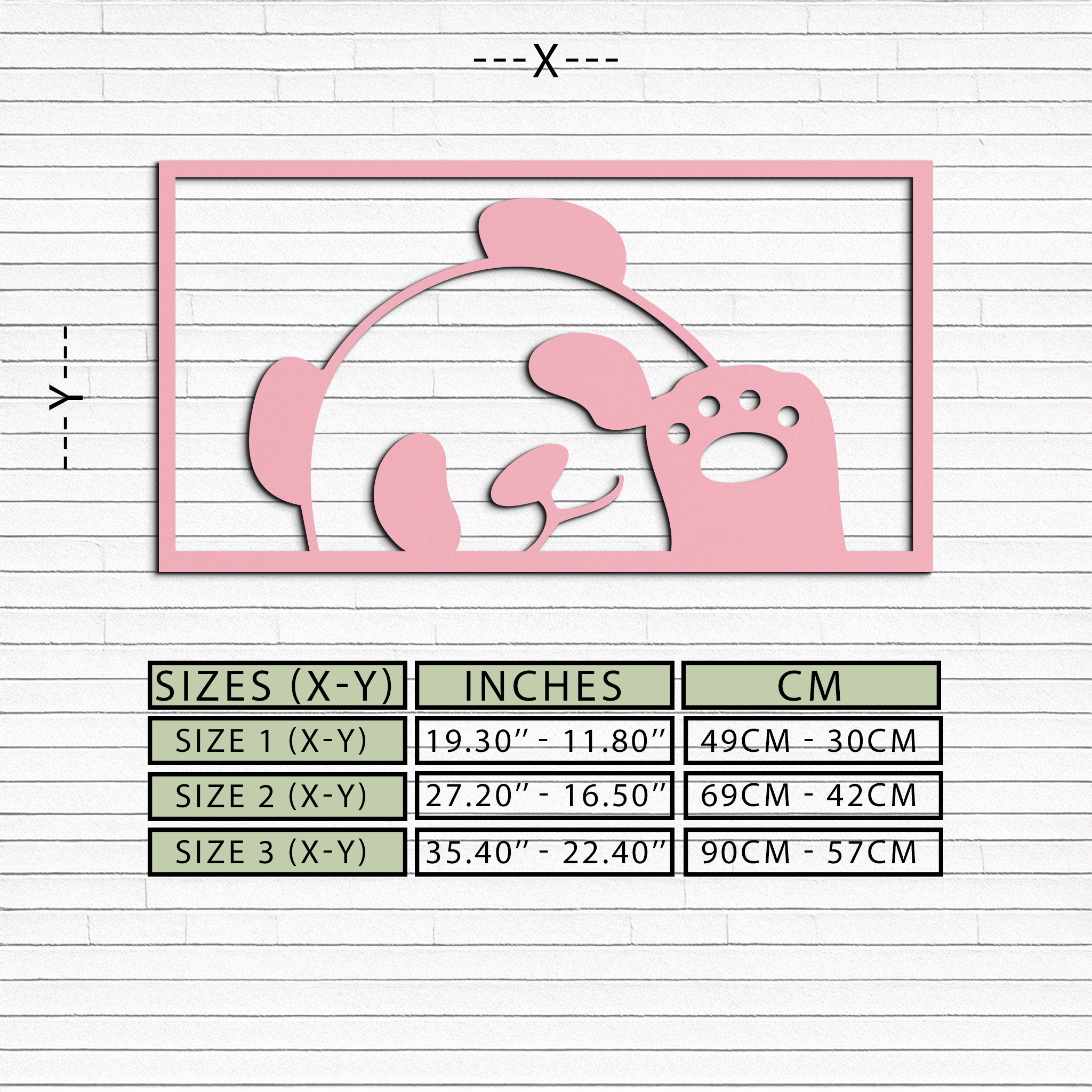 Pink Panda Silhouette Metal Wall Art – Cute Animal Design - KAFGP155