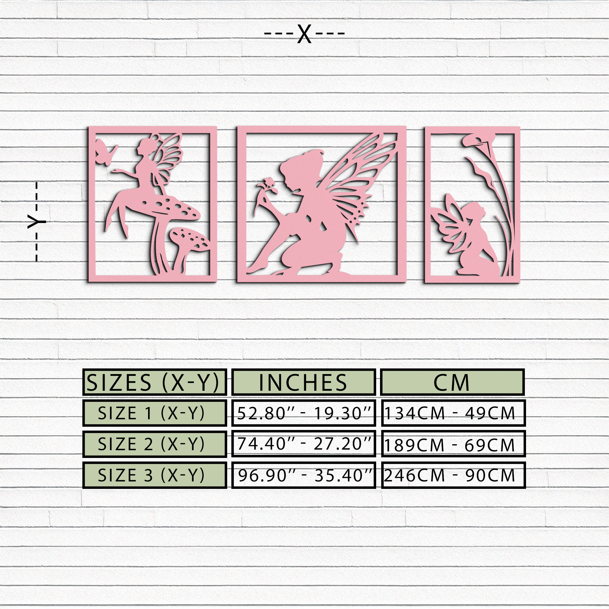 Pink Fairy Trio Metal Wall Art – Set of Three Fantasy Silhouette Panels - KAFGP156