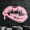 Vampire Lips Silhouette – Pink Metal Wall Art for Modern Home Décor - KAFGP163
