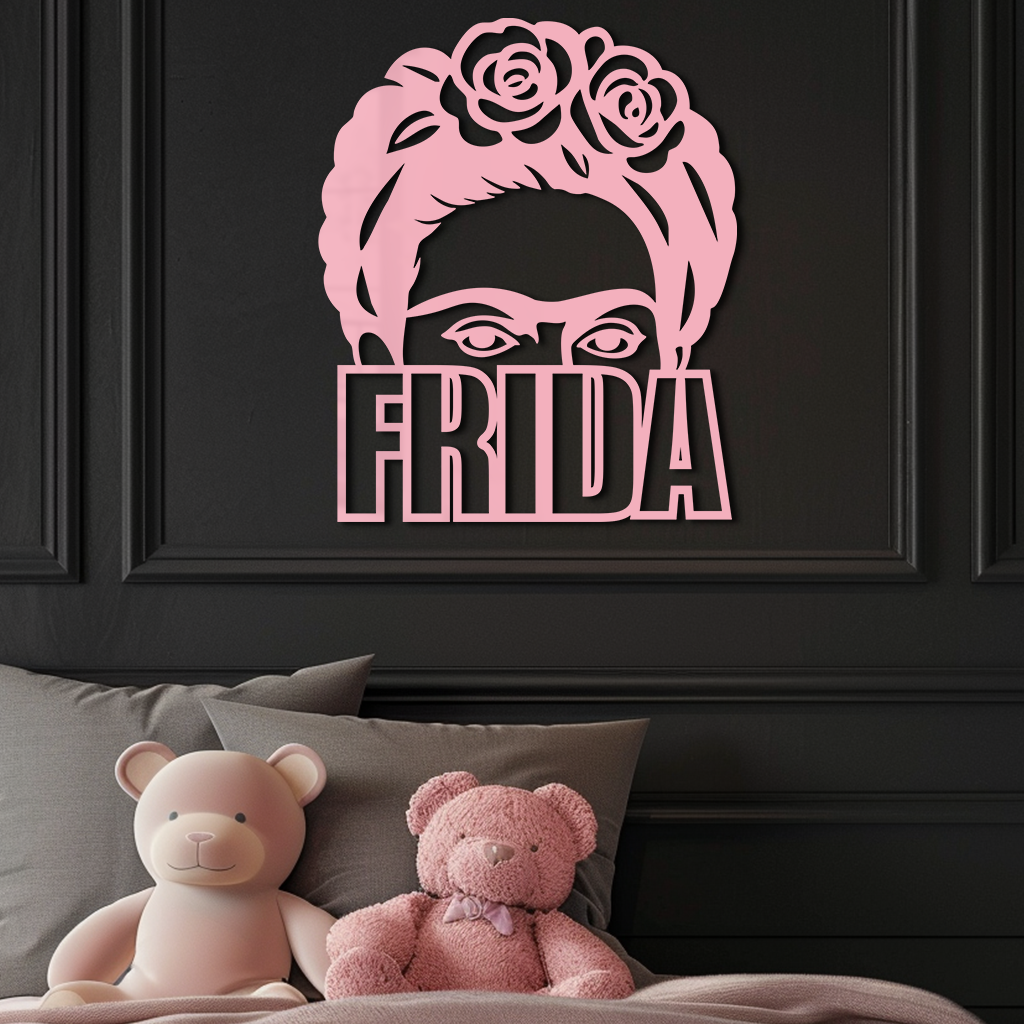 Frida Kahlo Portrait Silhouette – Pink Metal Wall Art - KAFGP165