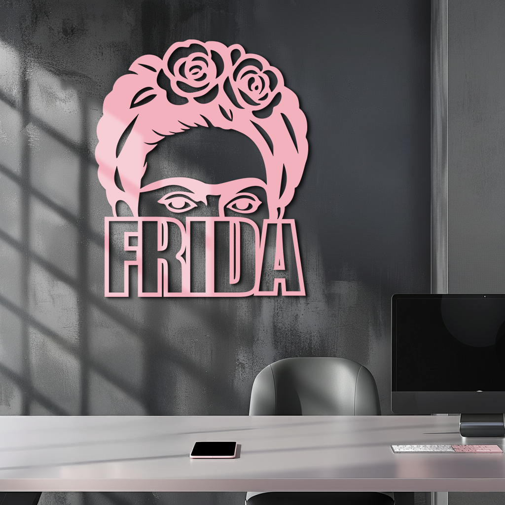 Frida Kahlo Portrait Silhouette – Pink Metal Wall Art - KAFGP165
