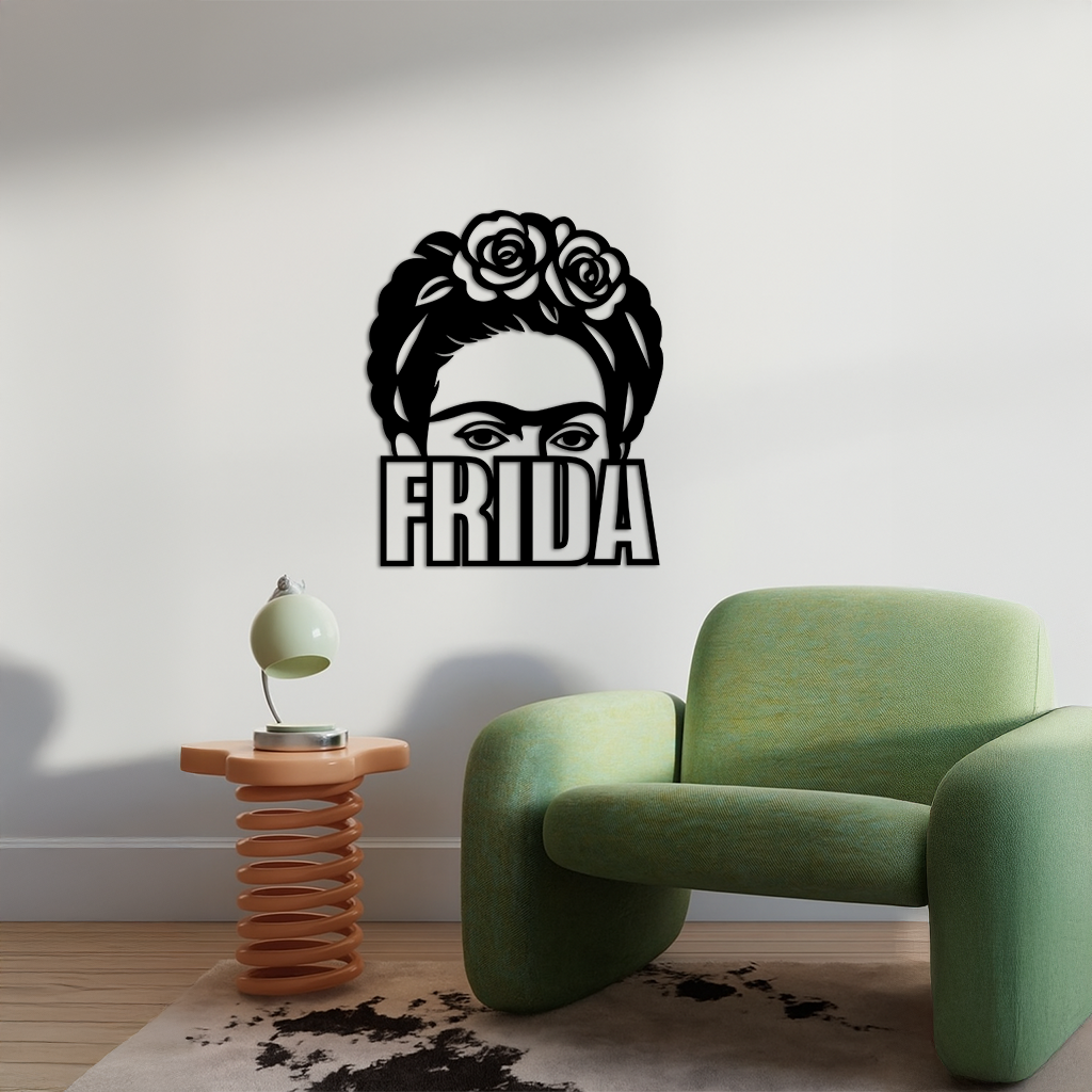 Frida Kahlo Portrait Silhouette – Pink Metal Wall Art - KAFGP165