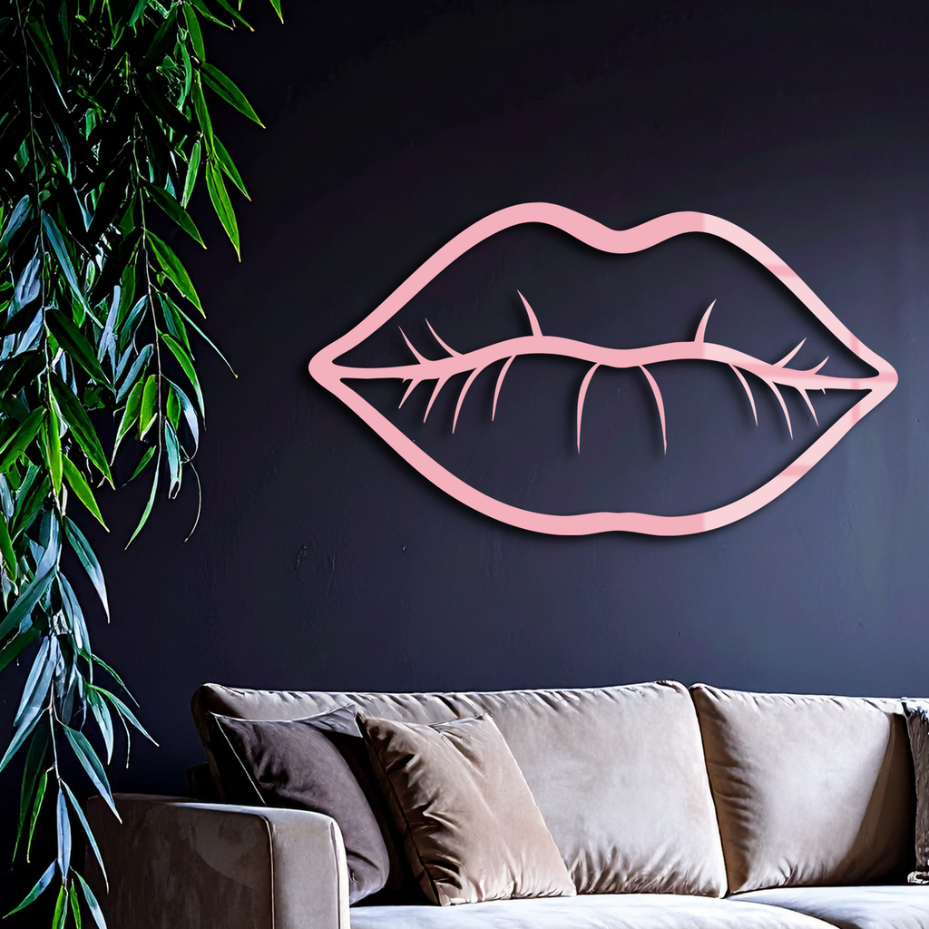 Lips Silhouette Pink Metal Wall Art – Modern Home Decor - KAFGP175