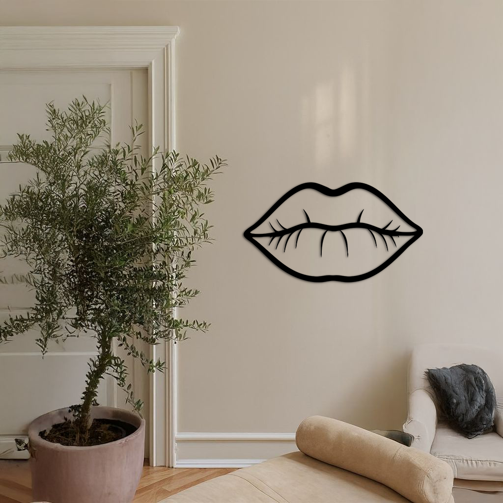Lips Silhouette Pink Metal Wall Art – Modern Home Decor - KAFGP175