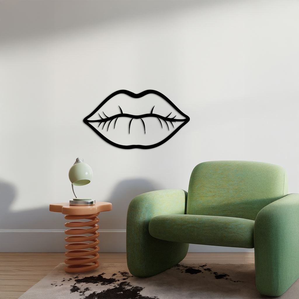 Lips Silhouette Pink Metal Wall Art – Modern Home Decor - KAFGP175