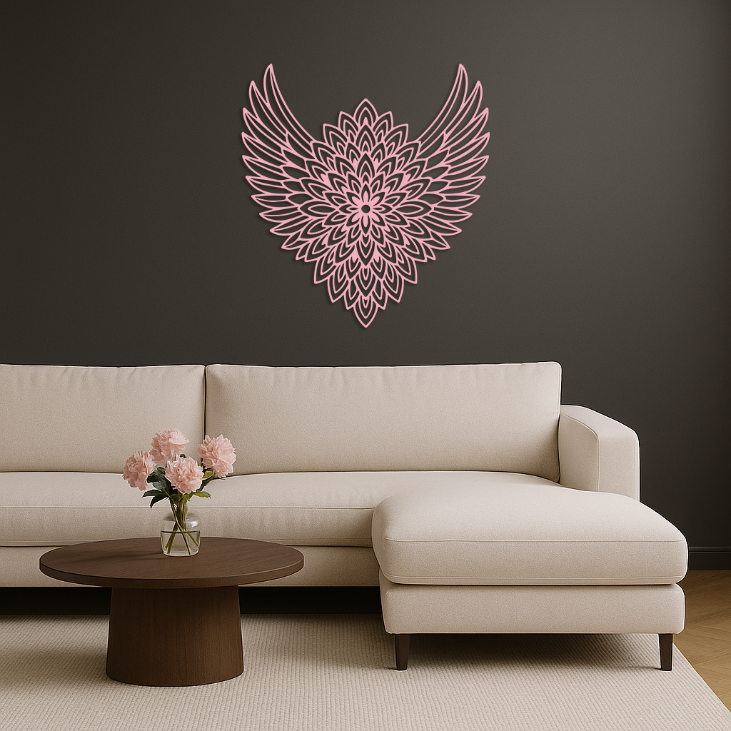 Winged Mandala Metal Wall Art – Sacred Geometry Design - KAFGP057