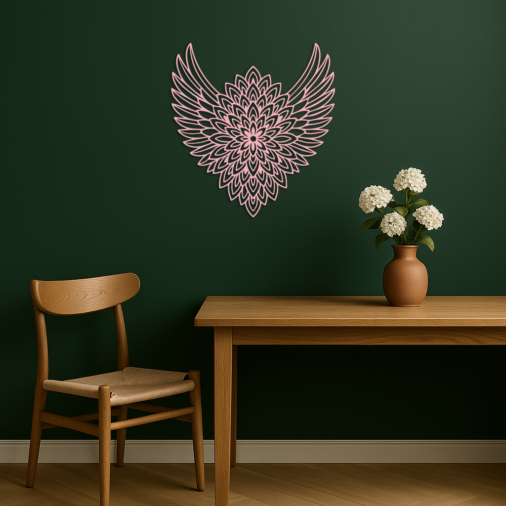 Winged Mandala Metal Wall Art – Sacred Geometry Design - KAFGP057