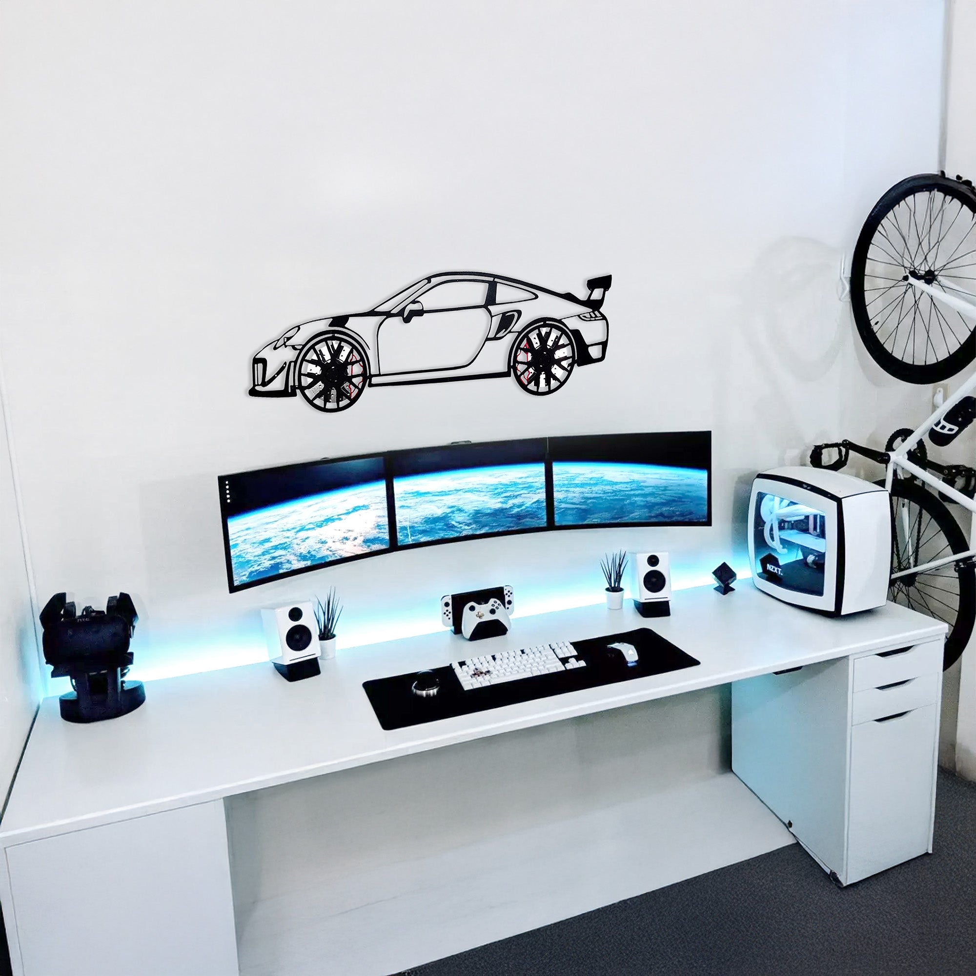 2019 Porsche 911 GT2 RS Wall Art – Steel Cut with Spinning Wheels-KAFMEKA006
