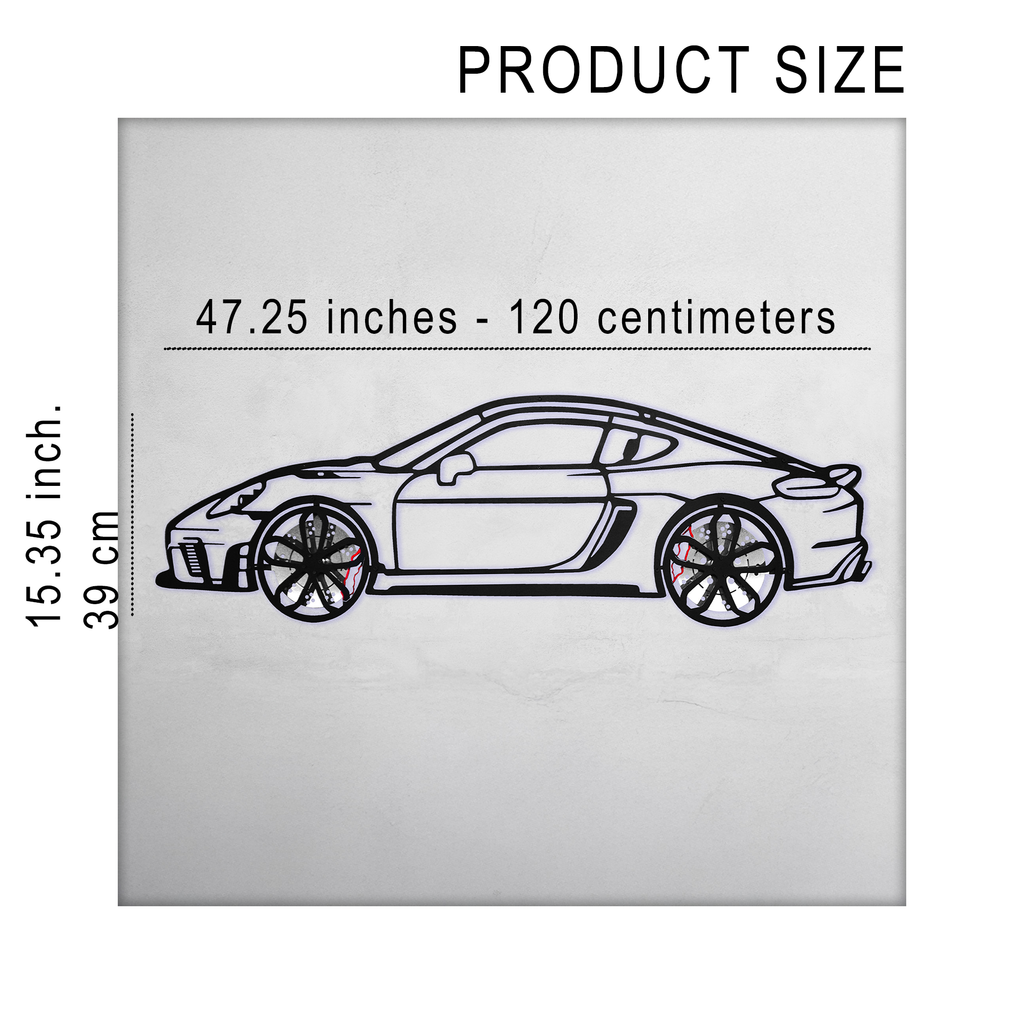 2022 Porsche Cayman 718 GT4 Wall Art – Steel Cut with Spinning Wheels-KAFMEKA008