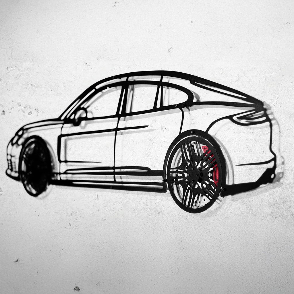2022 Porsche Panamera 4S Wall Art – Steel Silhouette with Spinning Wheels-KAFMEKA009