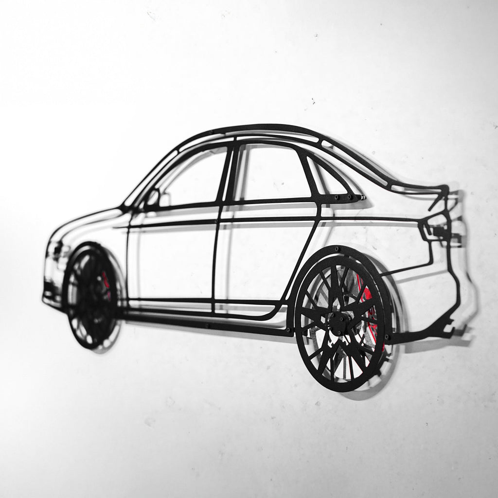 Audi S4 Wall Art – Steel Silhouette with Spinning Wheels -KAFMEKA011