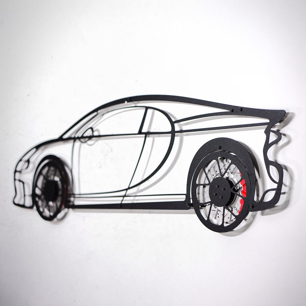Bugatti Wall Art – Luxury Steel Silhouette with Spinning Wheels-KAFMEKA018