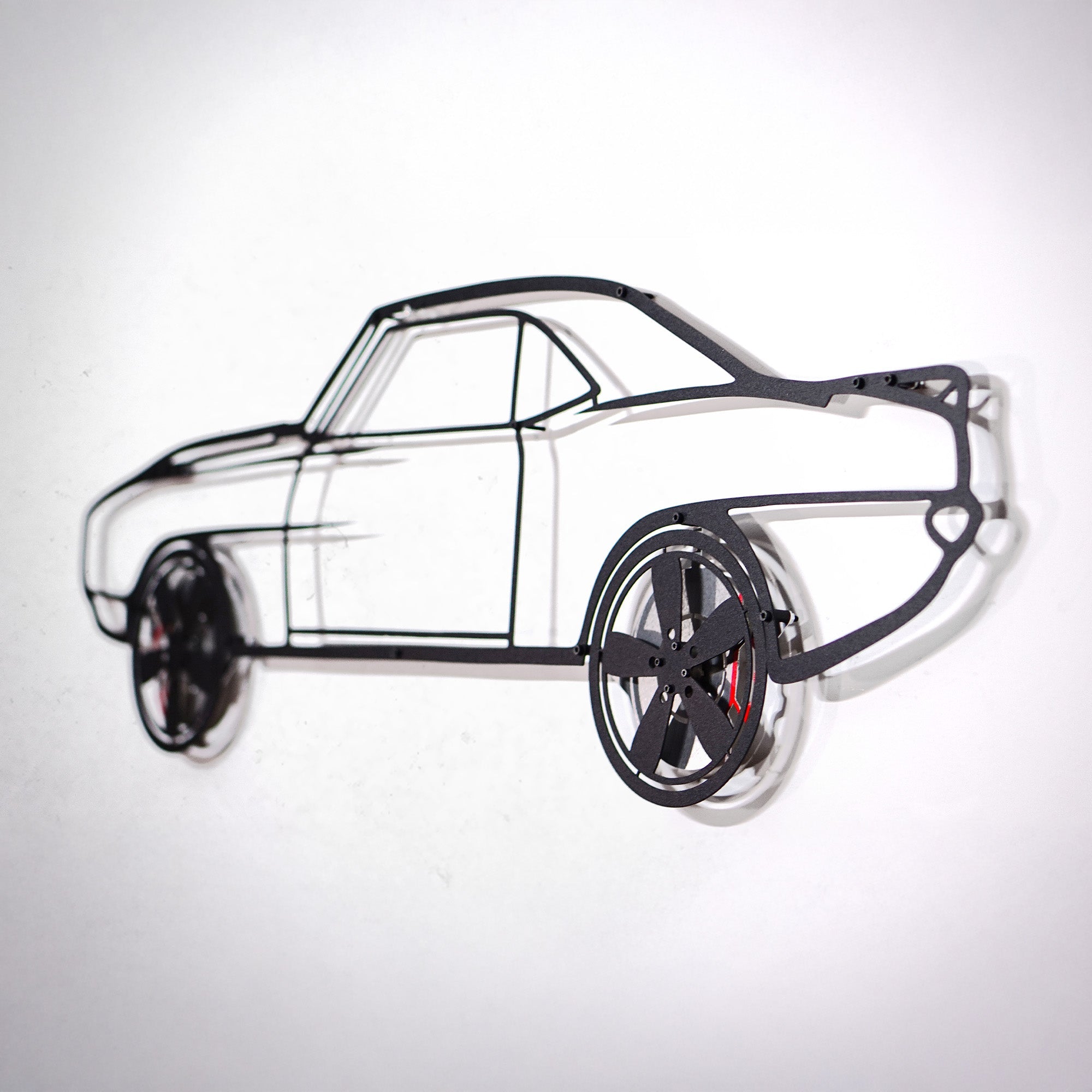 1969 Chevrolet Camaro Wall Art – Classic Steel Silhouette with Spinning Wheels-KAFMEKA021
