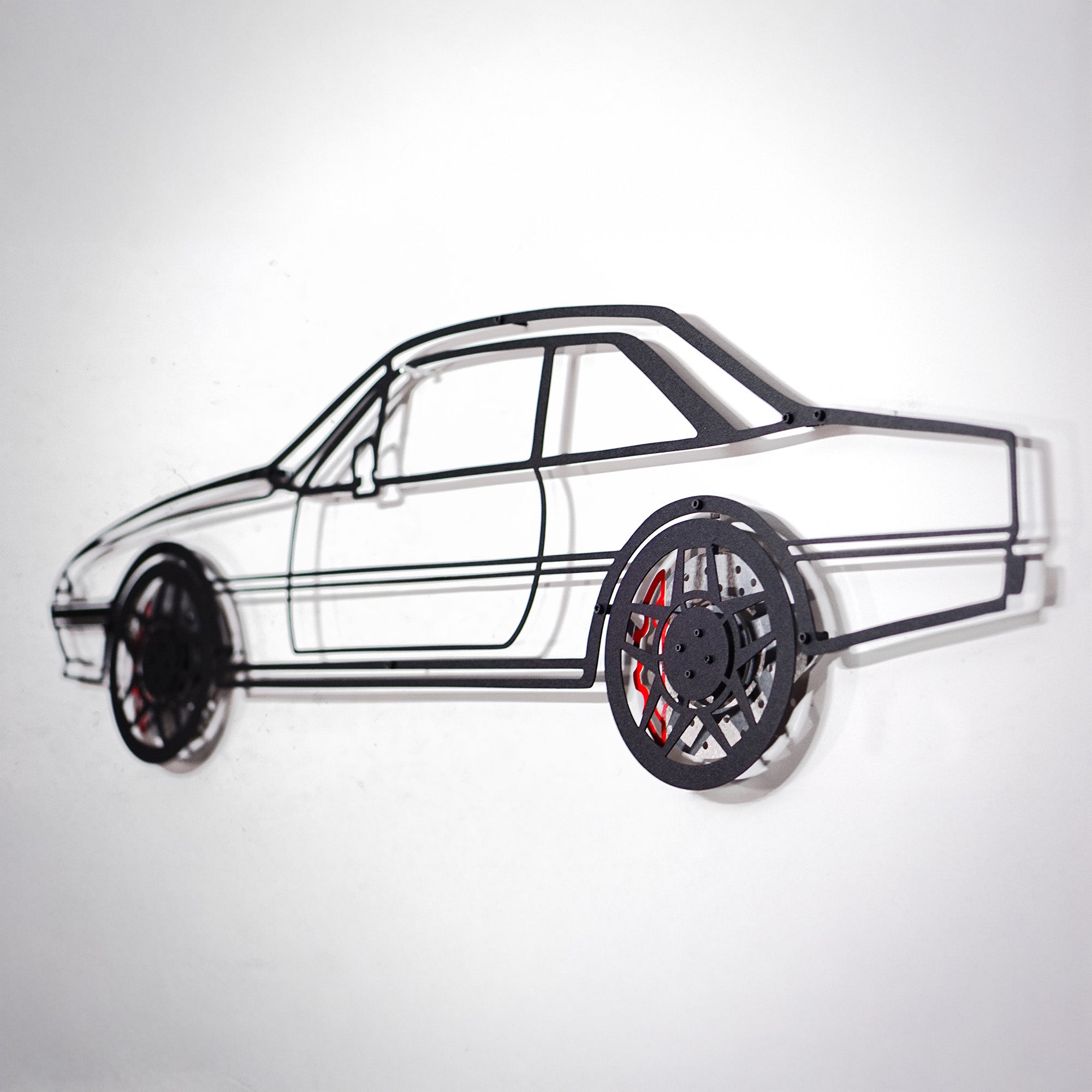 1985 Ferrari 400i Wall Art – Classic Steel Silhouette with Spinning Wheels-KAFMEKA024