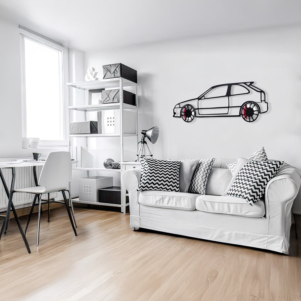 Honda Civic Wall Art – JDM Steel Silhouette with Spinning Wheels-KAFMEKA028