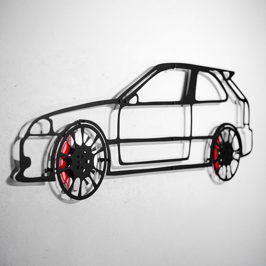 Honda Civic Wall Art – JDM Steel Silhouette with Spinning Wheels-KAFMEKA028