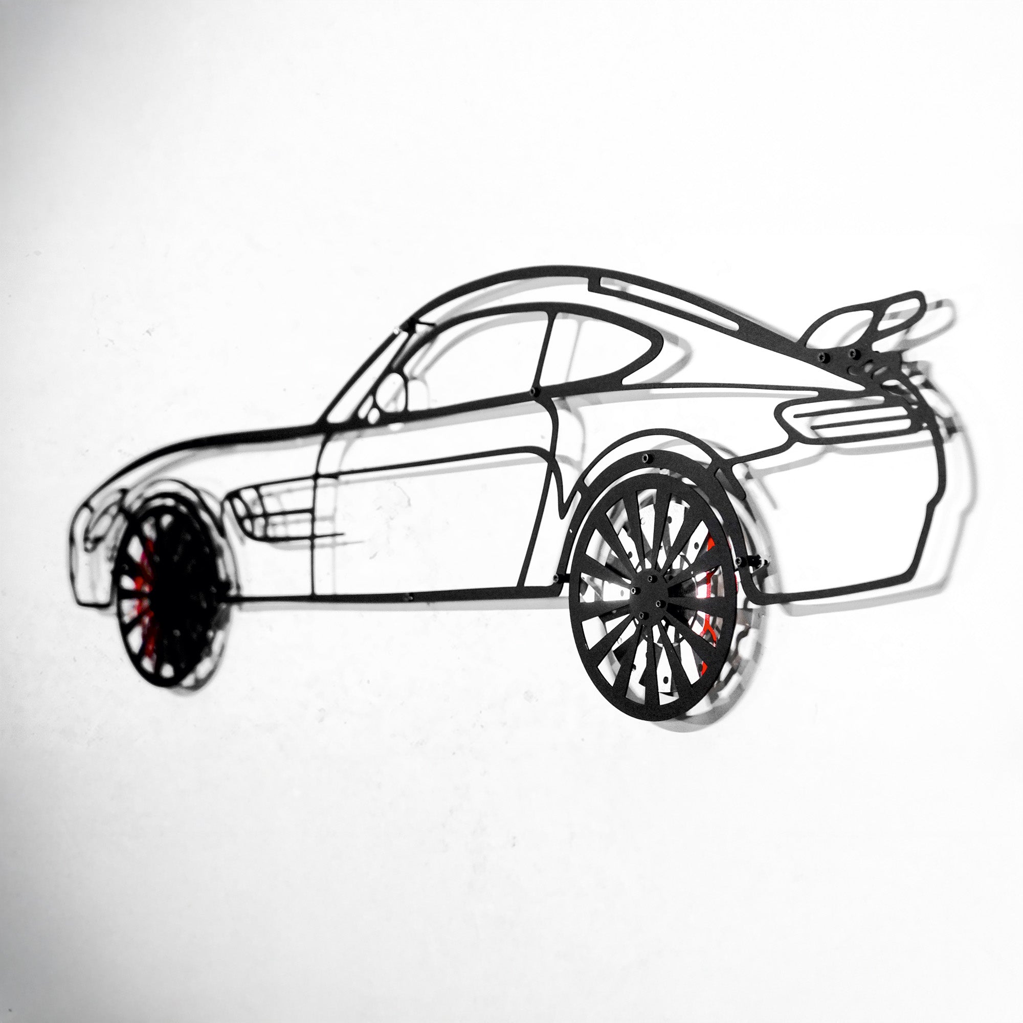 Mercedes-AMG GT R Wall Art – Steel Silhouette with Spinning Wheels-KAFMEKA033