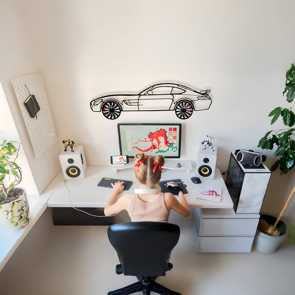 Mercedes-AMG GT R Wall Art – Steel Silhouette with Spinning Wheels-KAFMEKA033