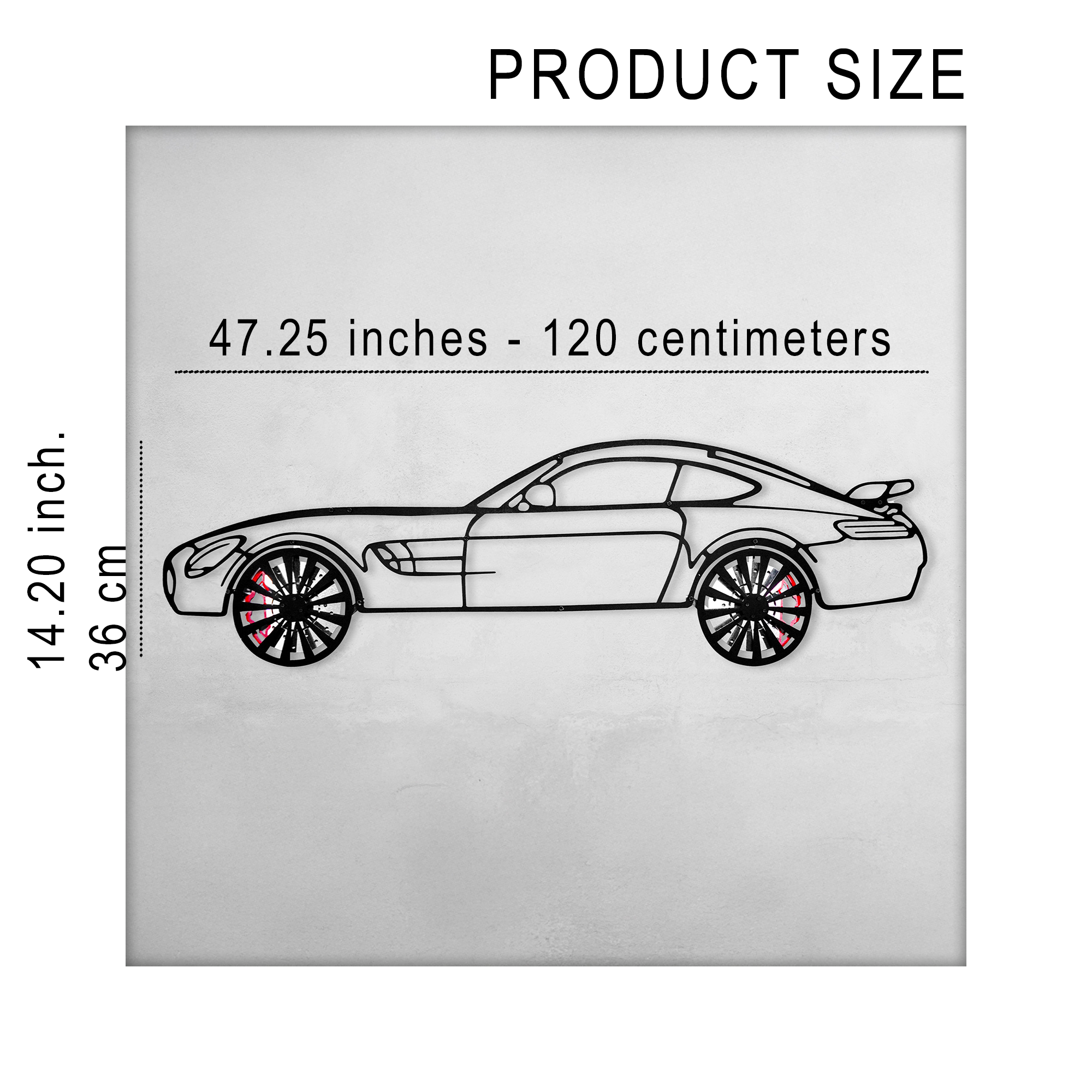 Mercedes-AMG GT R Wall Art – Steel Silhouette with Spinning Wheels-KAFMEKA033