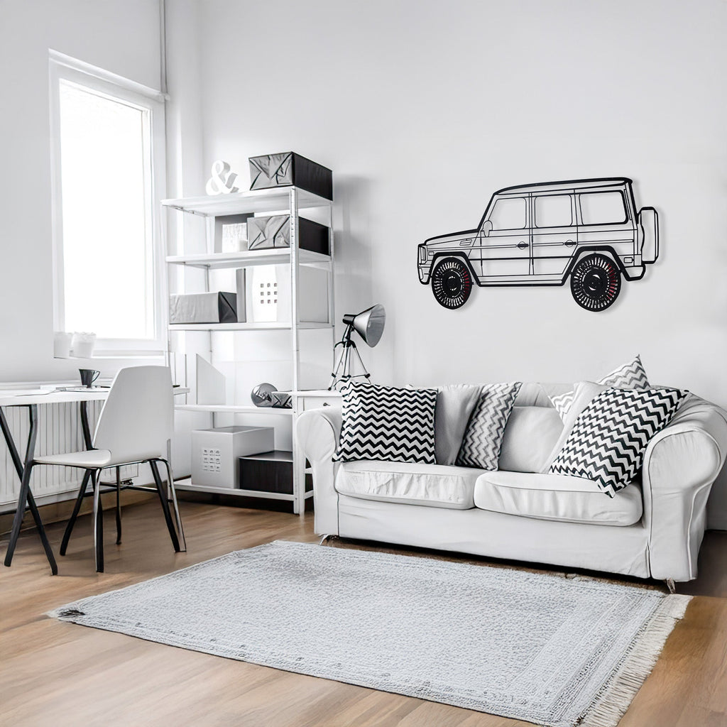 Mercedes G63 AMG Wall Art – Luxury 4x4 Steel Silhouette with Spinning Wheels-KAFMEKA034