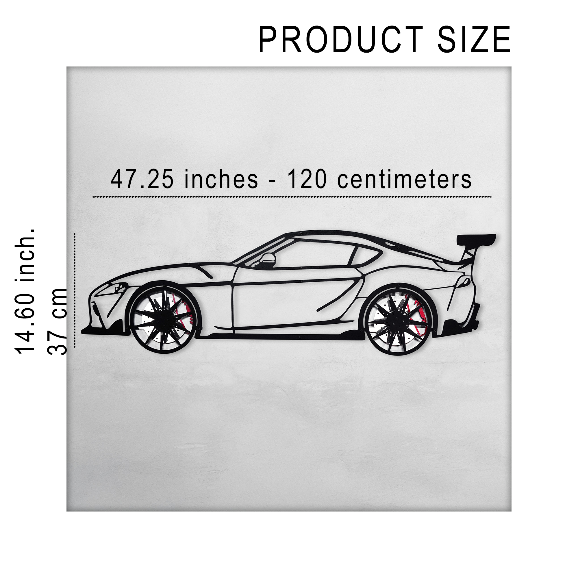 Toyota Supra MK5 Wall Art – Modern JDM Steel Silhouette with Spinning Wheels-KAFMEKA044