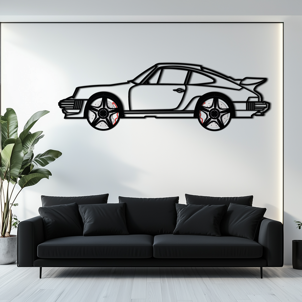 Porsche 911 Classic Metal Wall Art – Rotating Wheel Automotive Silhouette, Premium Gift for Car Lovers- KAFMEKA049