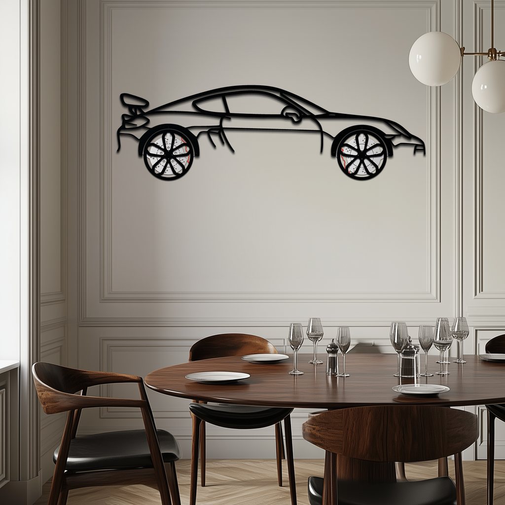 Porsche 911 GT2 Metal Wall Art – Rotating Wheel Motorsport Silhouette | Premium Gift for Car Enthusiasts,KAFMEKA052