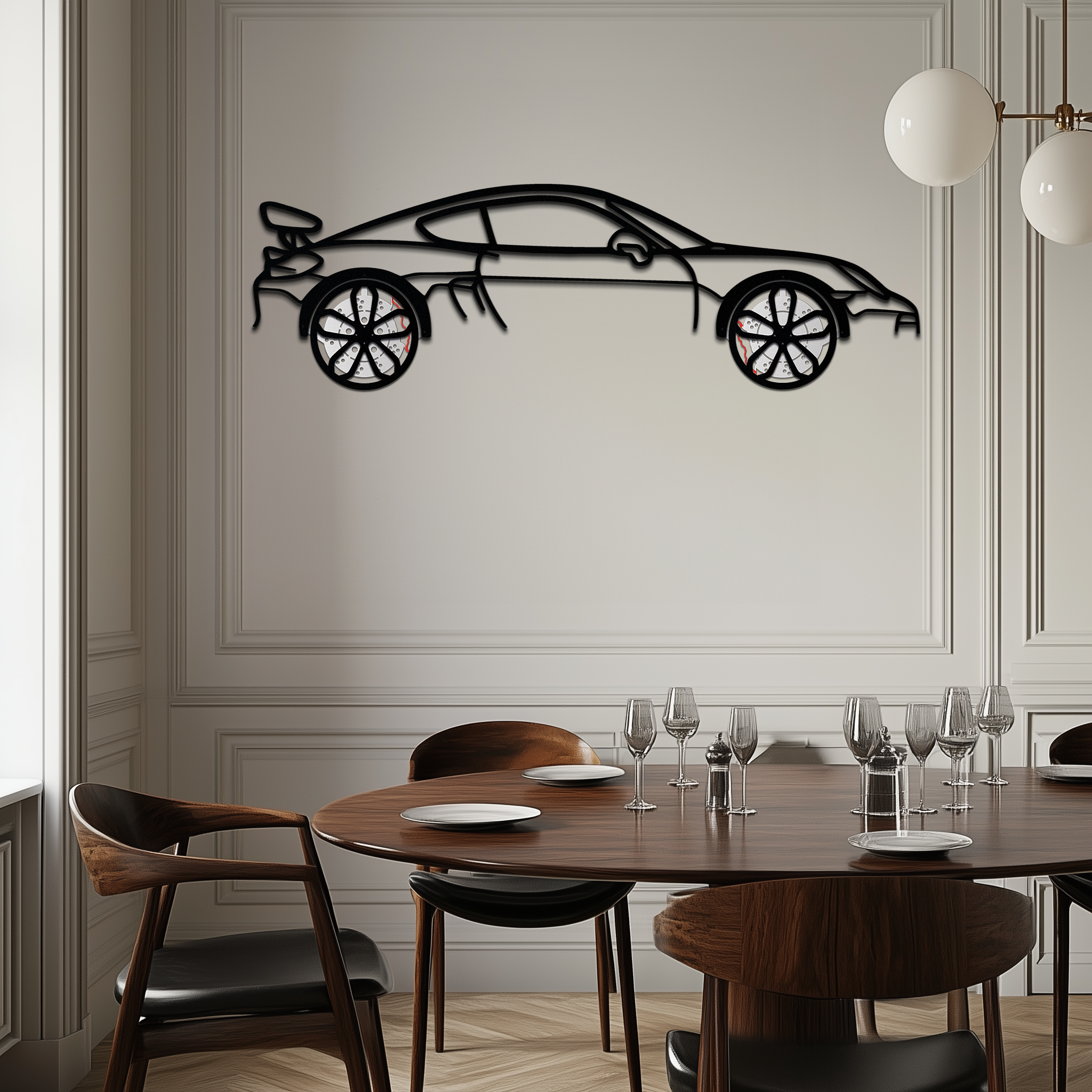 Porsche 911 GT2 Metal Wall Art – Rotating Wheel Motorsport Silhouette | Premium Gift for Car Enthusiasts,KAFMEKA052