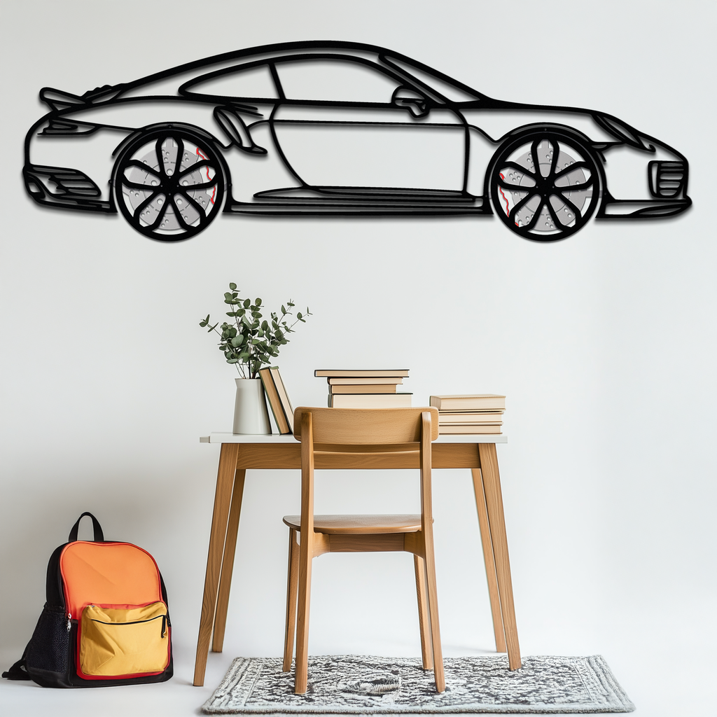 Porsche 911 Turbo S Silhouette Metal Wall Art – Rotating Wheel Automotive Decor Gift 🏎️🔥,KAFMEKA056