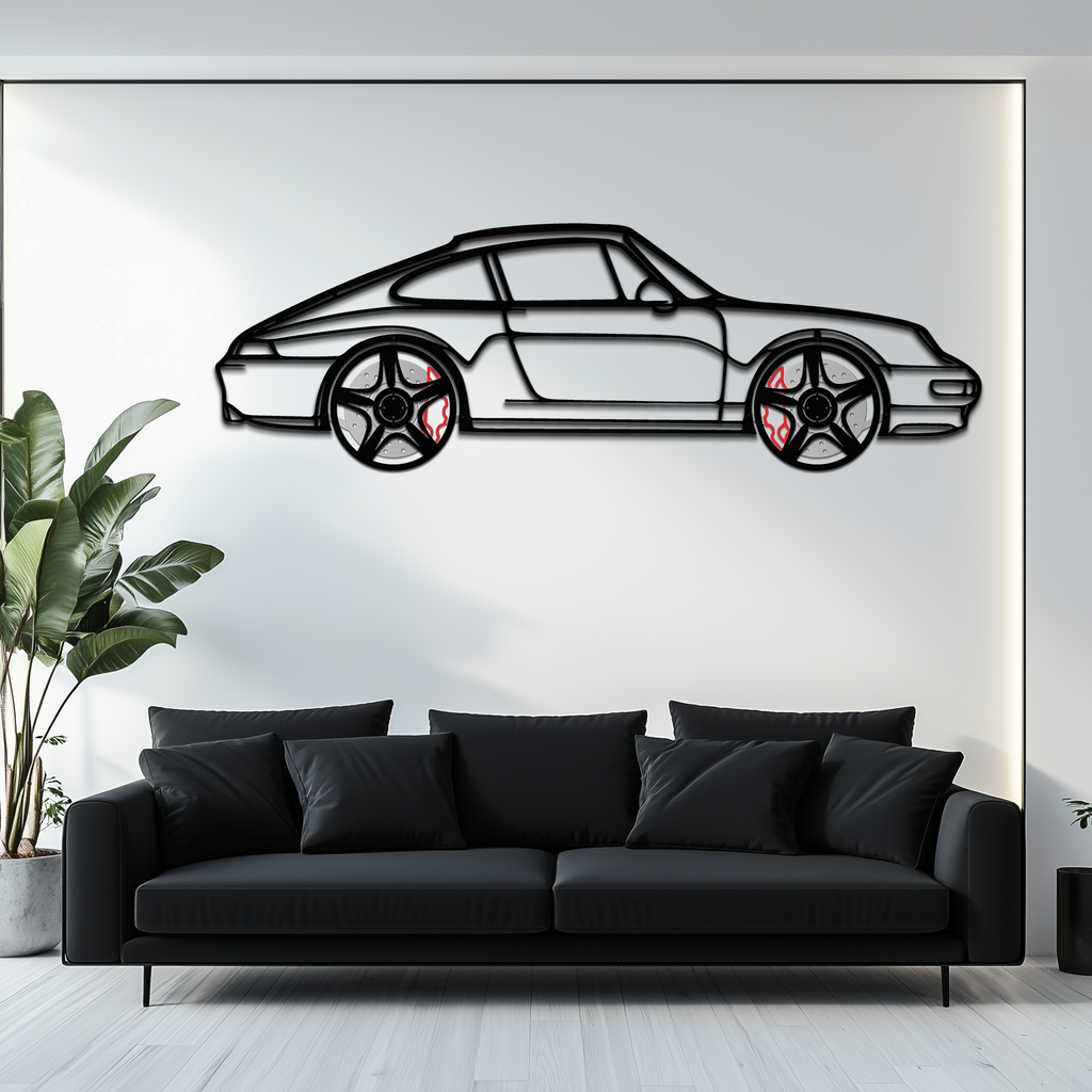 Porsche 911 (993) Silhouette Metal Wall Art – Classic Sports Car Décor with Rotating Wheels 🏁🔥,KAFMEKA058