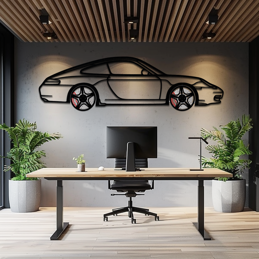 Porsche 911 (996) Silhouette Metal Wall Art – Modern Classic Décor with Rotating Wheels 🏁🔥,KAFMEKA059