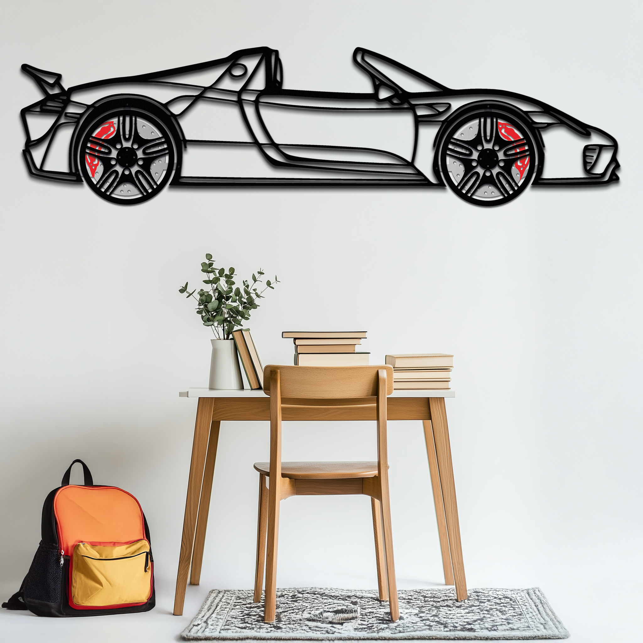 Porsche 918 Spyder Silhouette Metal Wall Art – Hybrid Hypercar Decor with Rotating Wheels ⚡🏁,KAFMEKA061